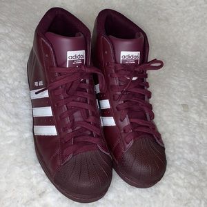 Adidas burgundy pro model high top men's sneakers size 8.5
